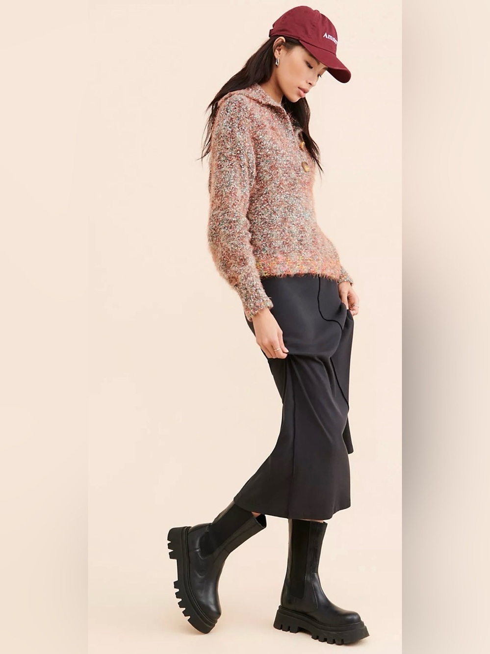 Free People Stellar Knit Pullover Sweater Auburn Bay Eyelash Knit Size M - Picture 4 of 9
